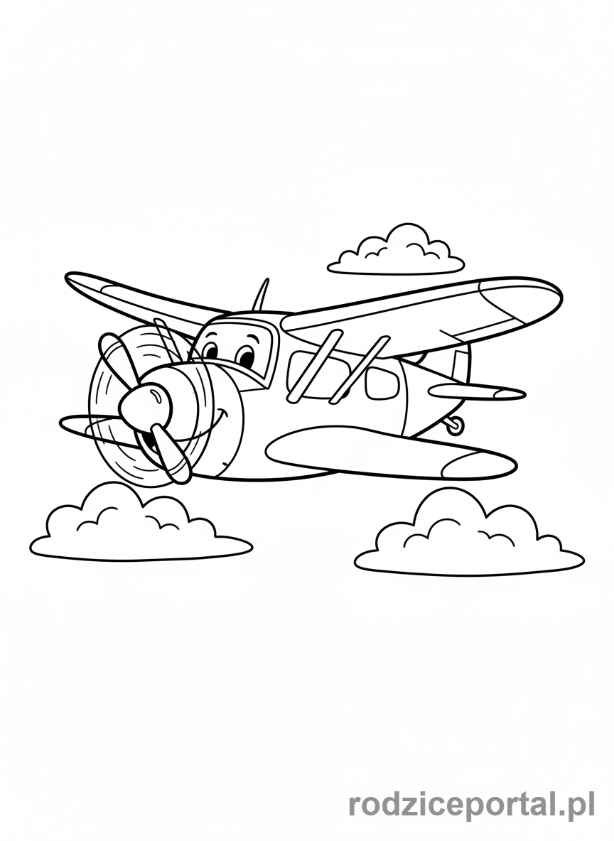 Kolorowanka Samoloty - Mały samolot ze śmigłem.