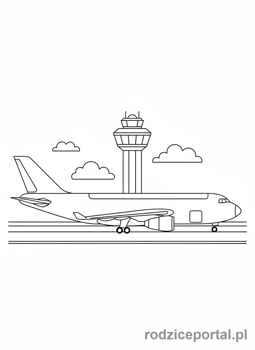 Kolorowanka Samoloty - Samolot cargo na lotnisku.