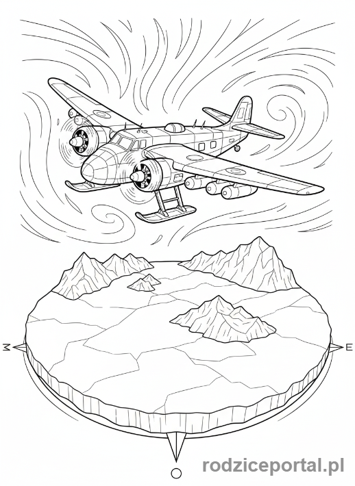 Kolorowanka Samoloty - Samolot na biegunie północnym.