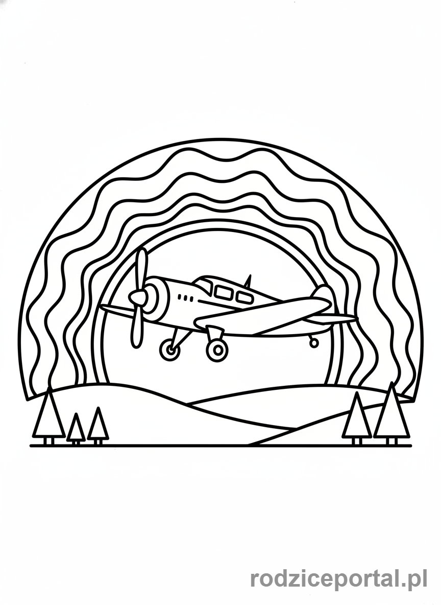 Kolorowanka Samoloty - Samolot o zachodzie słońca.