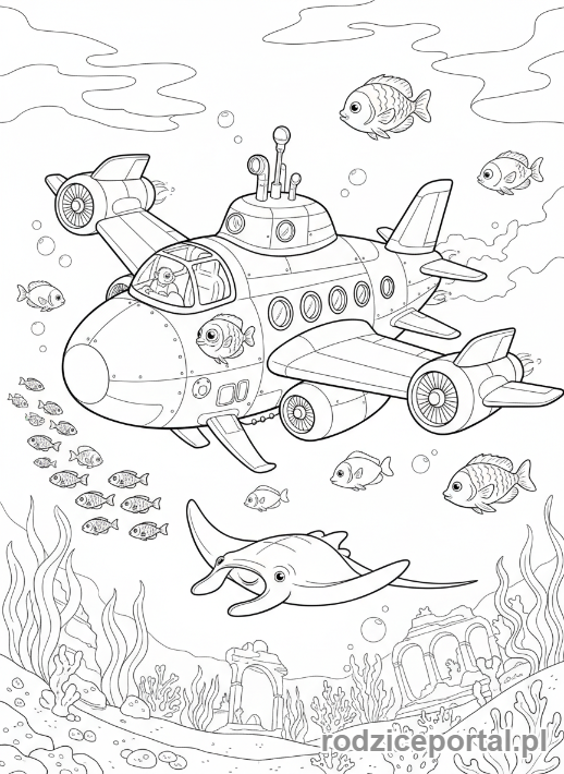 Kolorowanka Samoloty - Samolot podwodny.