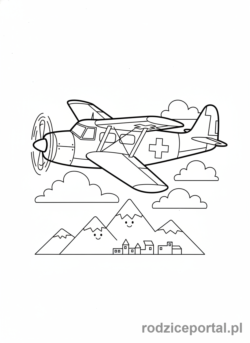 Kolorowanka Samoloty - Samolot ratunkowy.