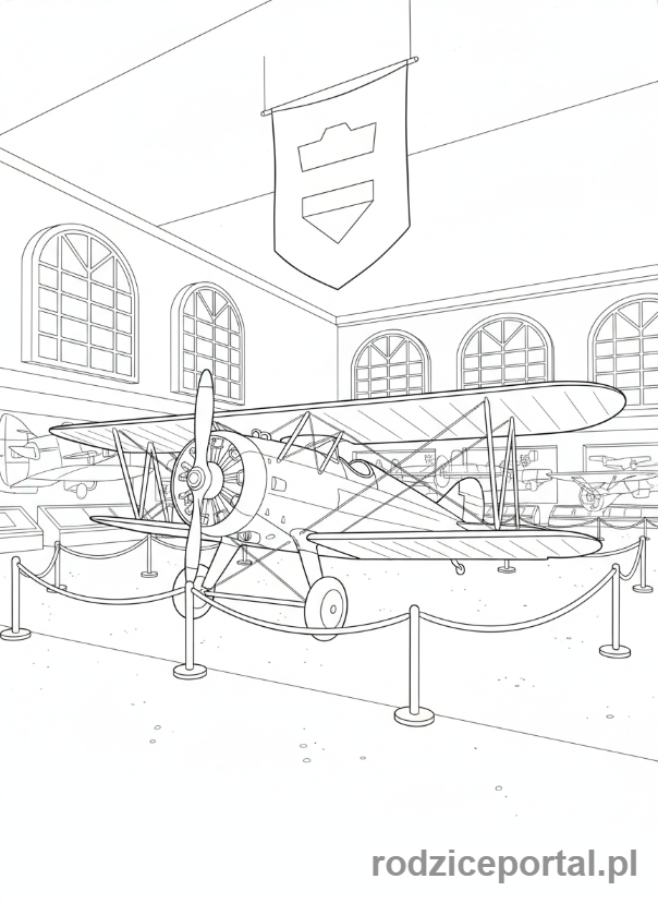 Kolorowanka Samoloty - Samolot retro w muzeum.