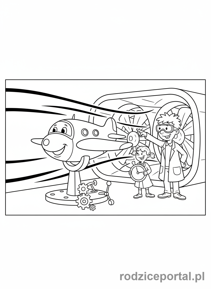 Kolorowanka Samoloty - Samolot w tunelu aerodynamicznym.
