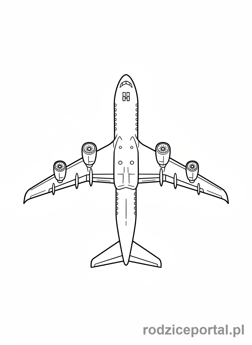 Kolorowanka Samoloty - Samolot widziany od dołu.