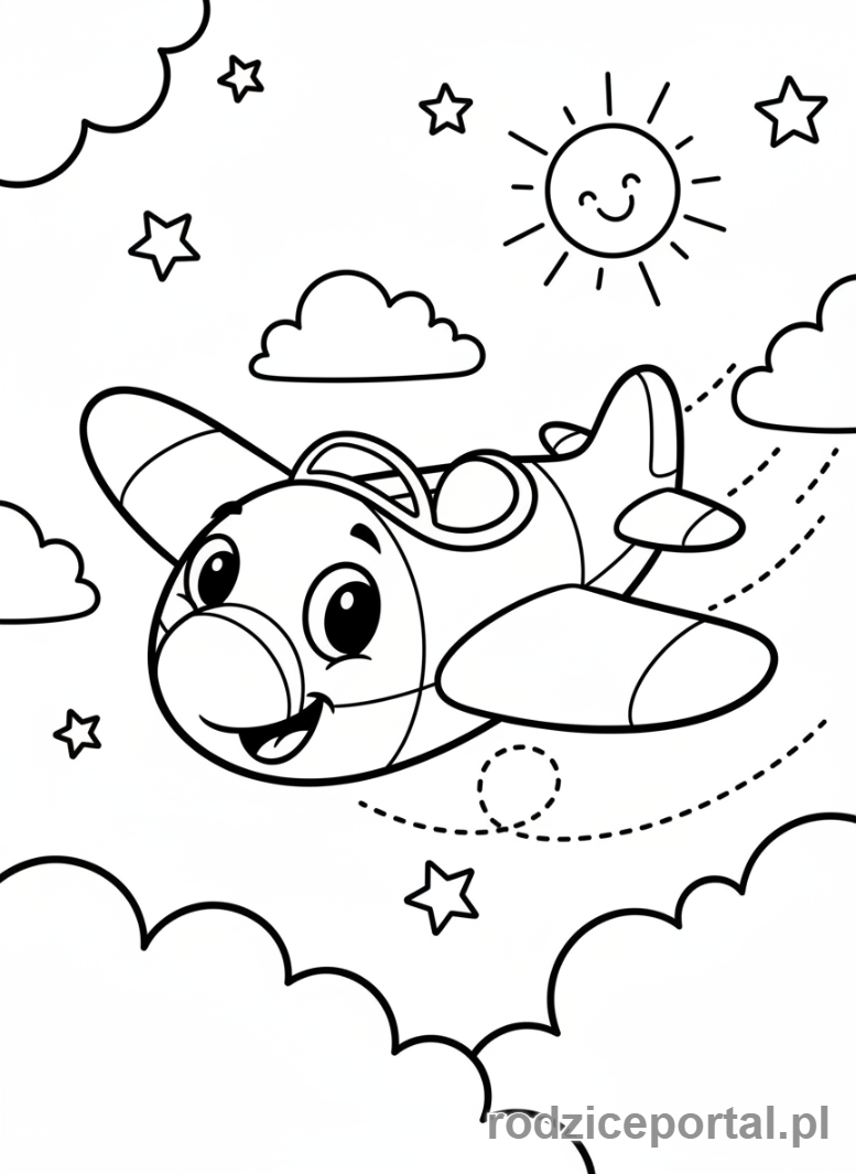 Kolorowanka Samoloty - Samolot z buźką.