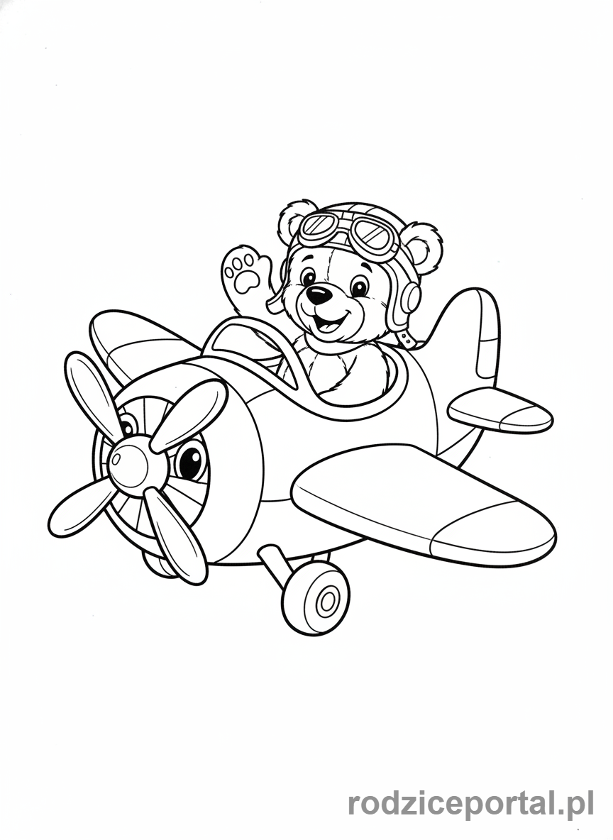 Kolorowanka Samoloty - Samolot z maskotką.