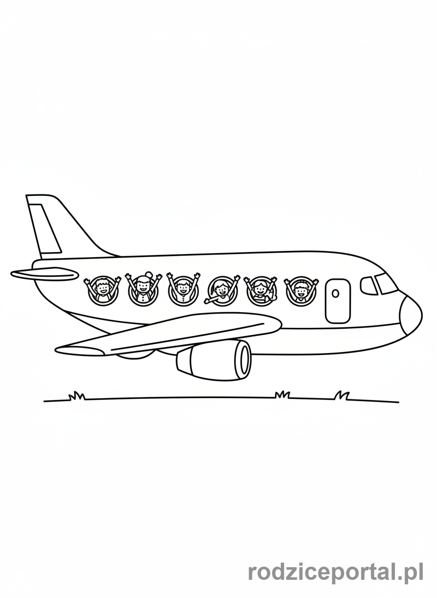 Kolorowanka Samoloty - Samolot z pasażerami.