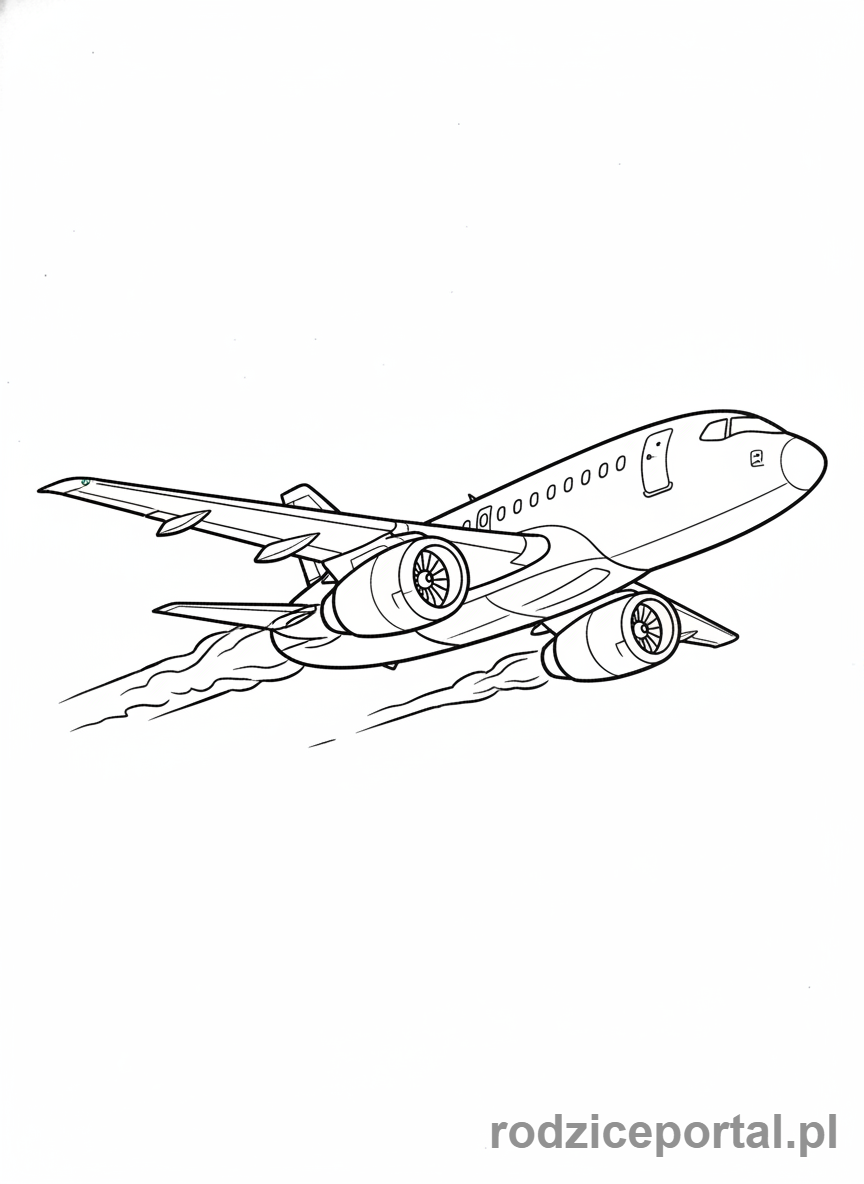Kolorowanka Samoloty - Samolot z silnikiem odrzutowym.
