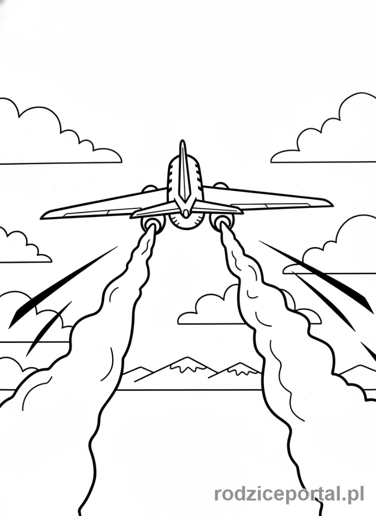Kolorowanka Samoloty - Samolot z tyłu.