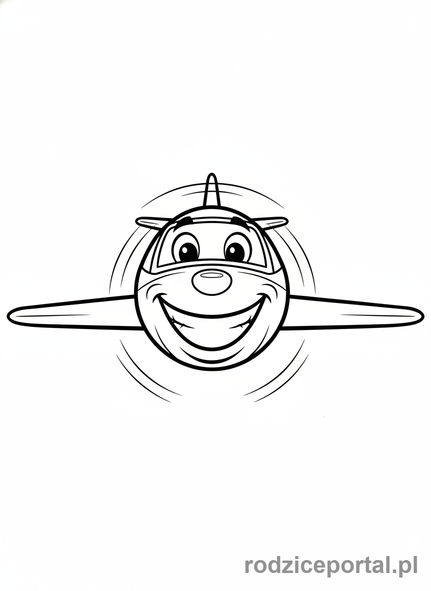 Kolorowanka Samoloty - Samolot z wielkim uśmiechem i oczami.
