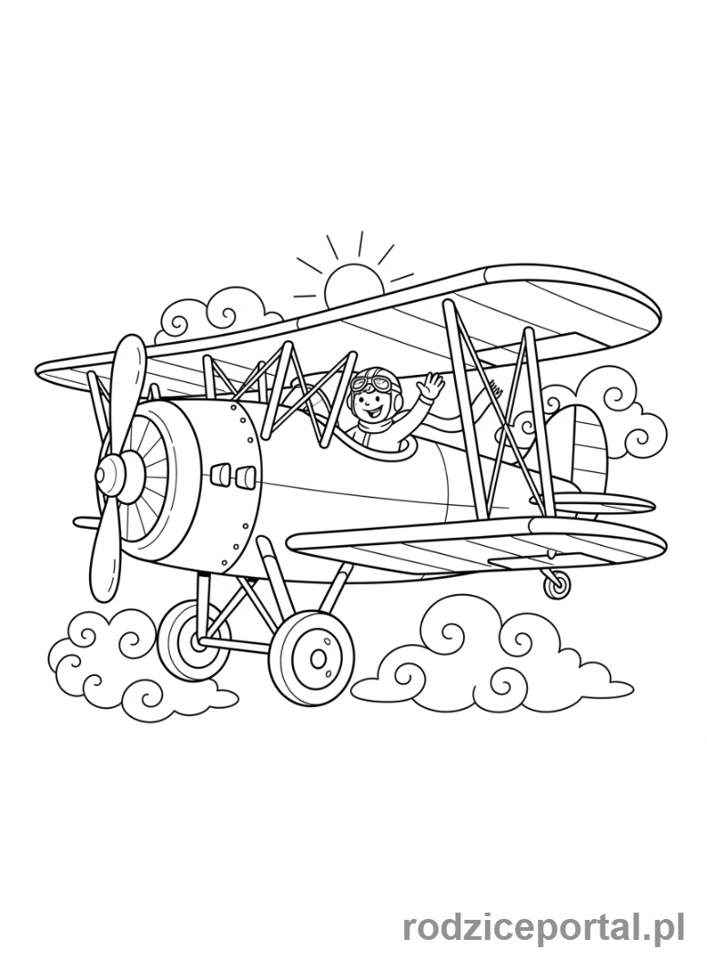 Kolorowanka Samoloty - Stary samolot pilot.