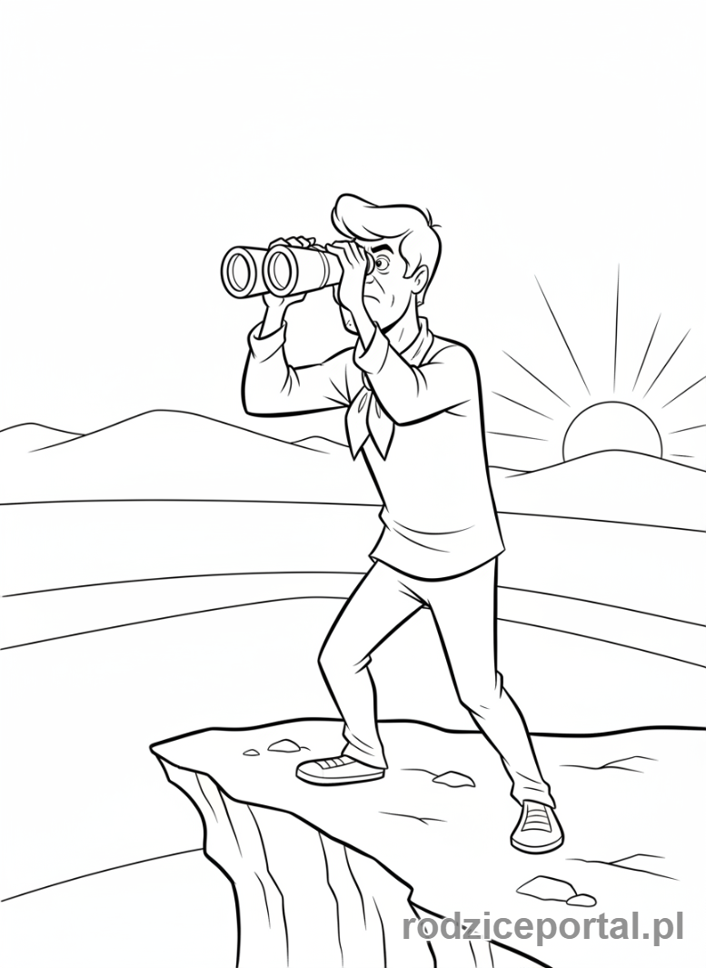 Kolorowanka Scooby Doo - Fred z lornetką