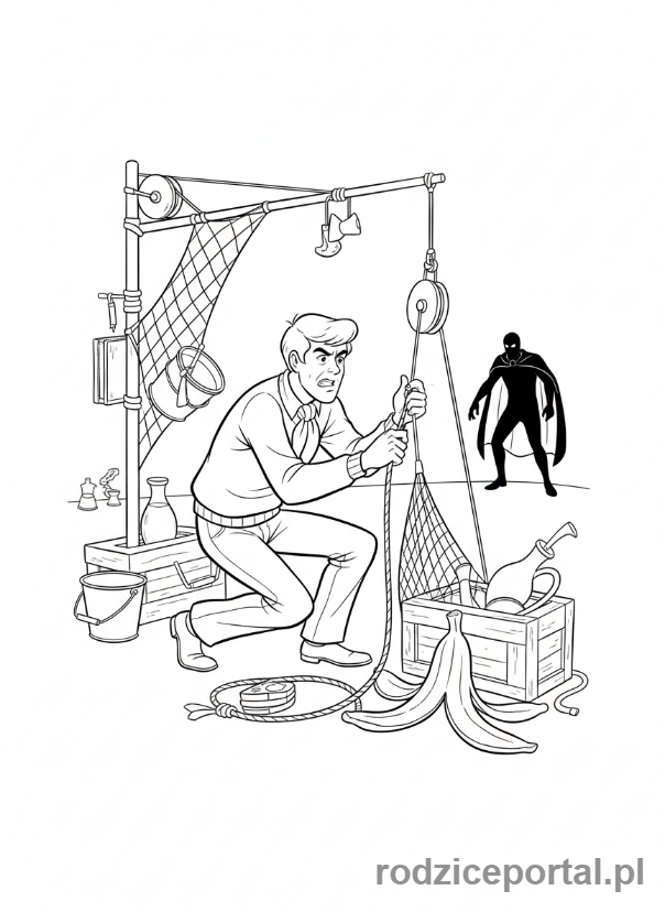 Kolorowanka Scooby Doo - Fred zastawiający pułapkę