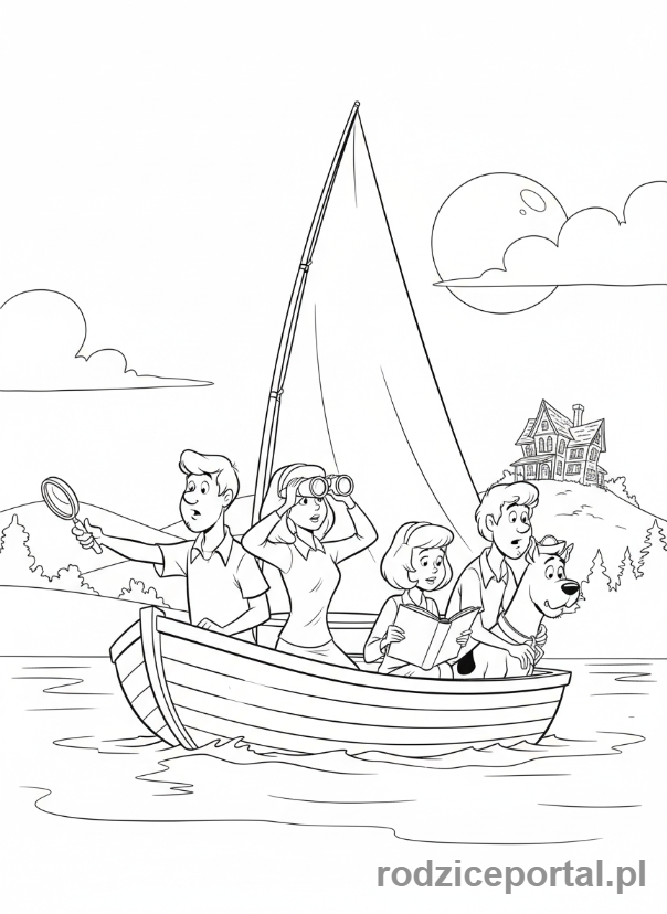 Kolorowanka Scooby Doo - Gang na łodzi