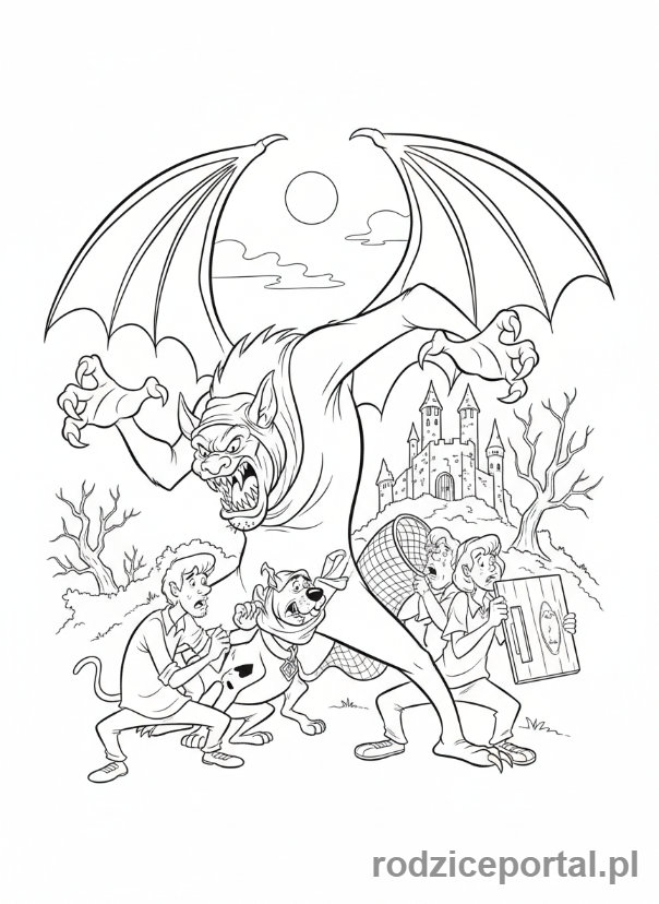 Kolorowanka Scooby Doo - Potwór z Scooby Doo, którego paczka próbuje zdemaskować