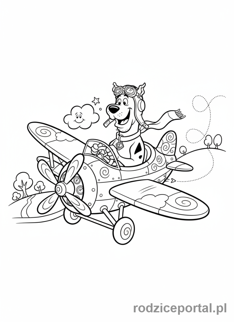 Kolorowanka Scooby Doo - Scooby-Doo jako pilot