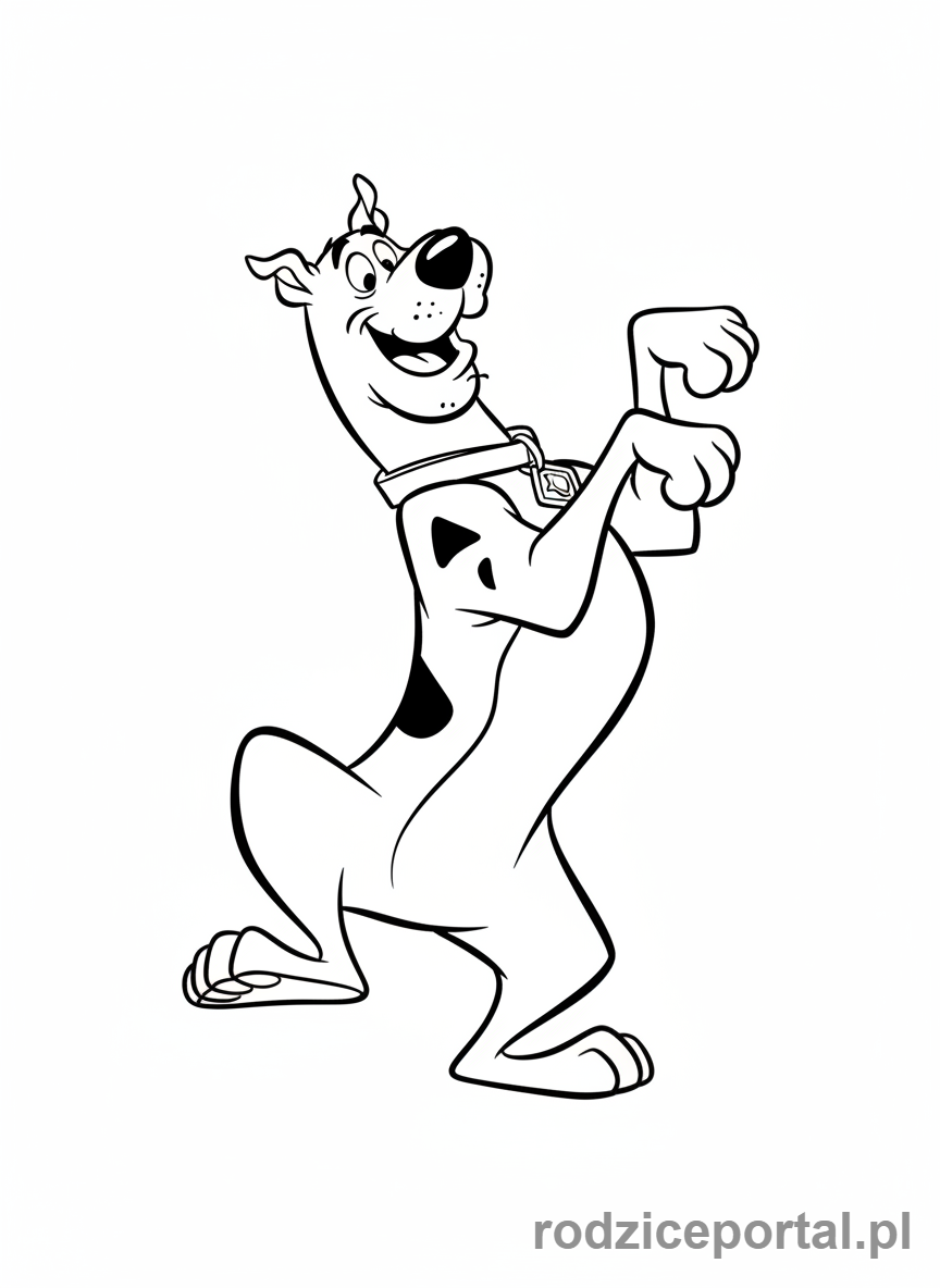 Kolorowanka Scooby Doo - Scooby Doo robiący sztuczkę, stojąc na tylnych łapach