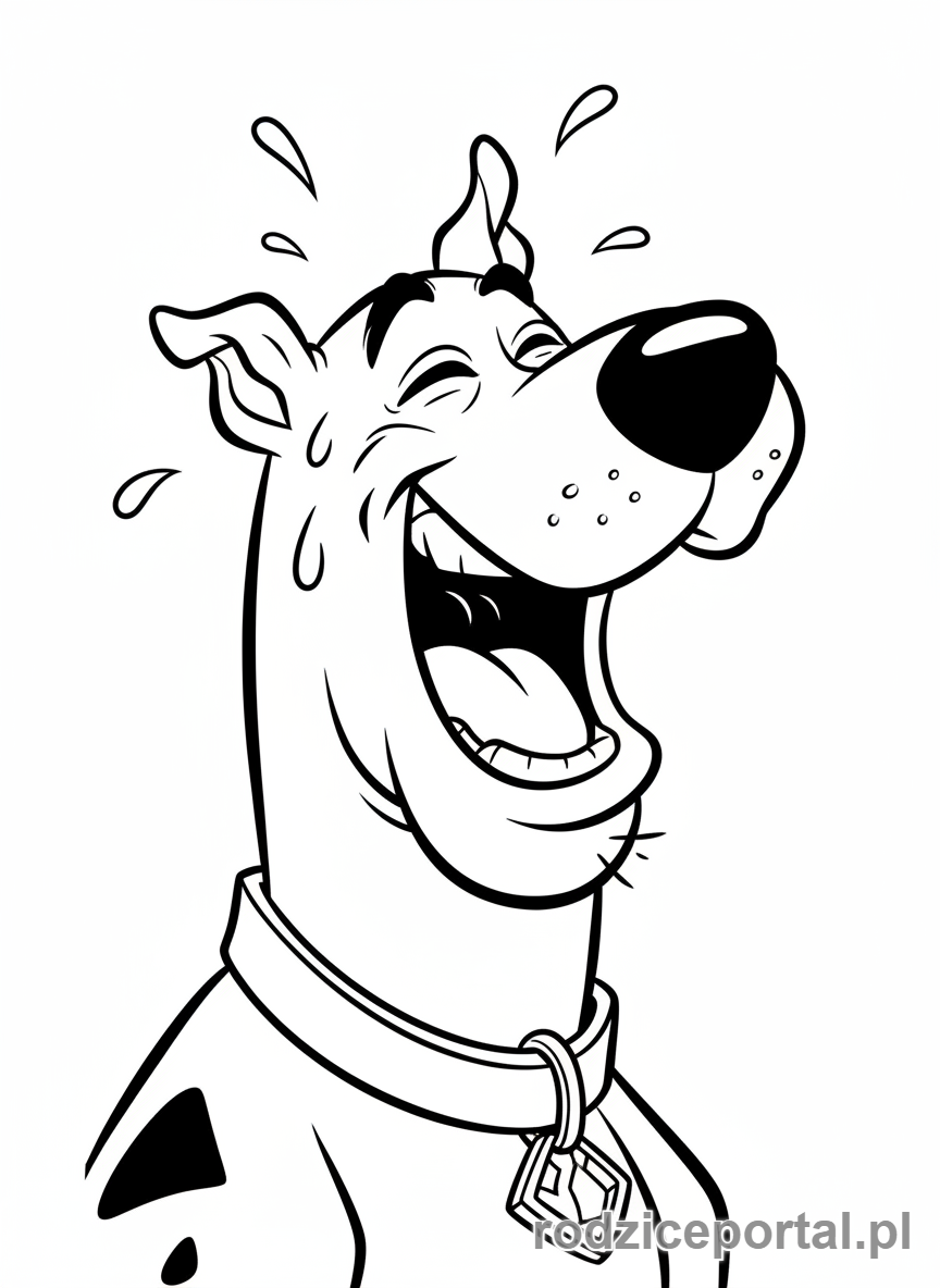 Kolorowanka Scooby Doo - Scooby-Doo śmiejący się z otwartą paszczą