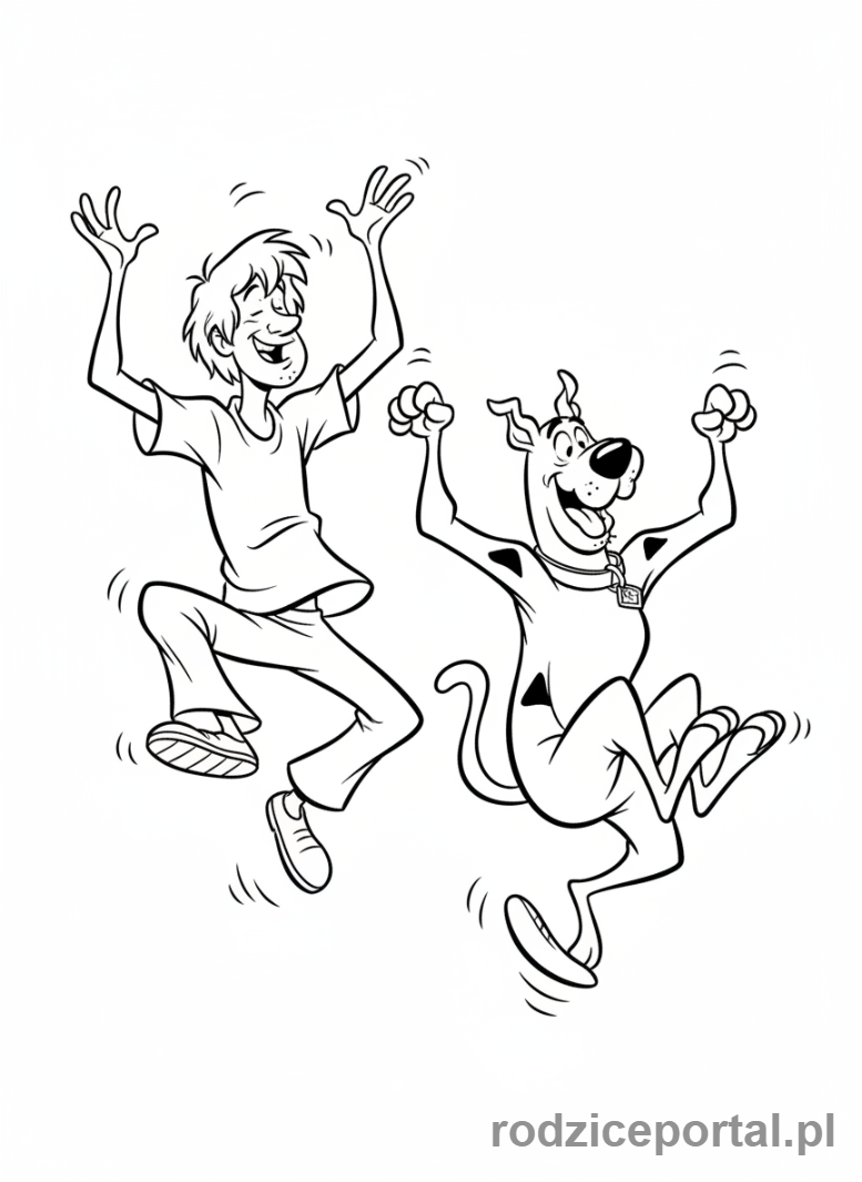 Kolorowanka Scooby Doo - Shaggy i Scooby w pogo