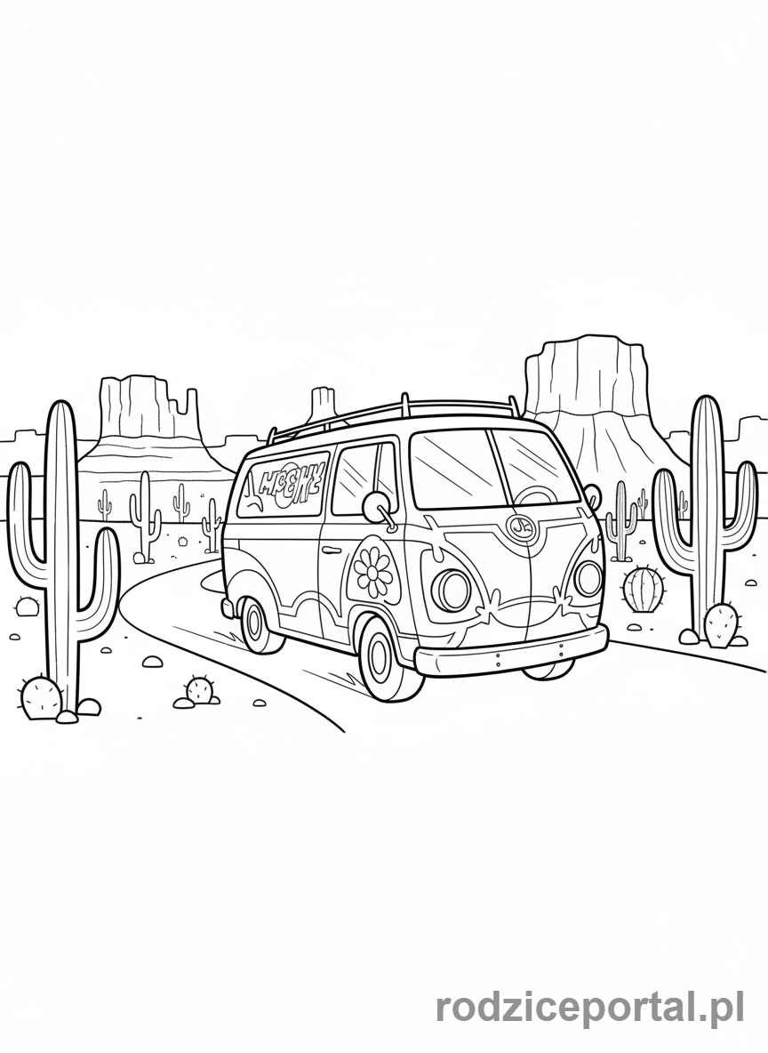 Kolorowanka Scooby Doo - Tajemnicza Maszyna na pustyni