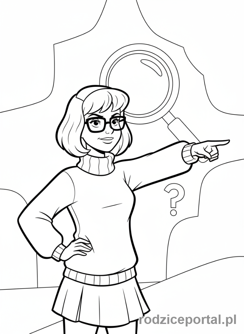 Kolorowanka Scooby Doo - Velma wskazująca na coś