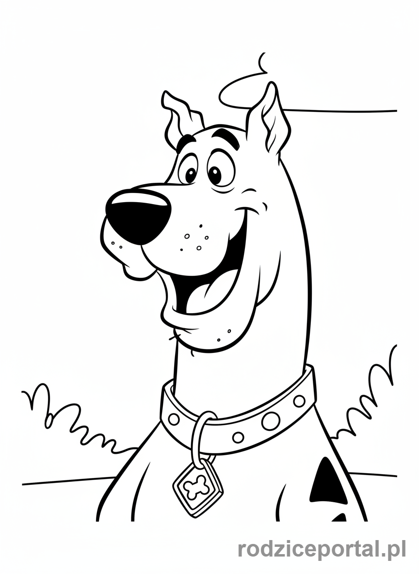 Kolorowanka Scooby Doo - Wesoły Scooby Doo ze swoją obrożą