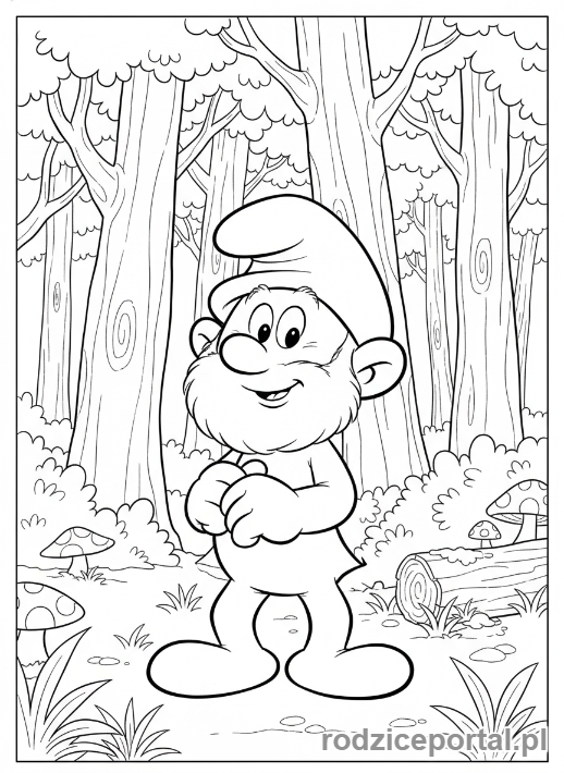 Kolorowanka Smerfy - Papa Smerf z mądrym uśmiechem