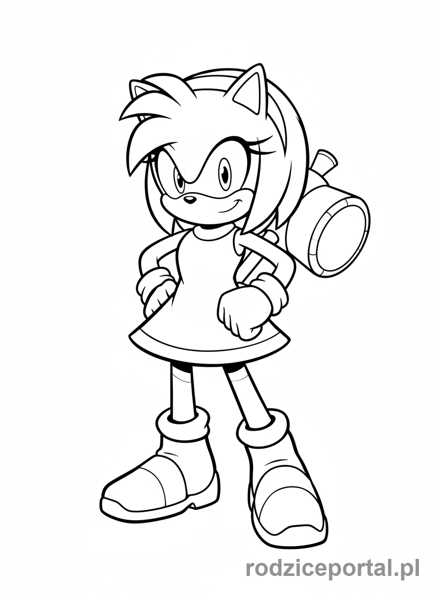 Kolorowanka Sonic - Amy Rose zdeterminowana