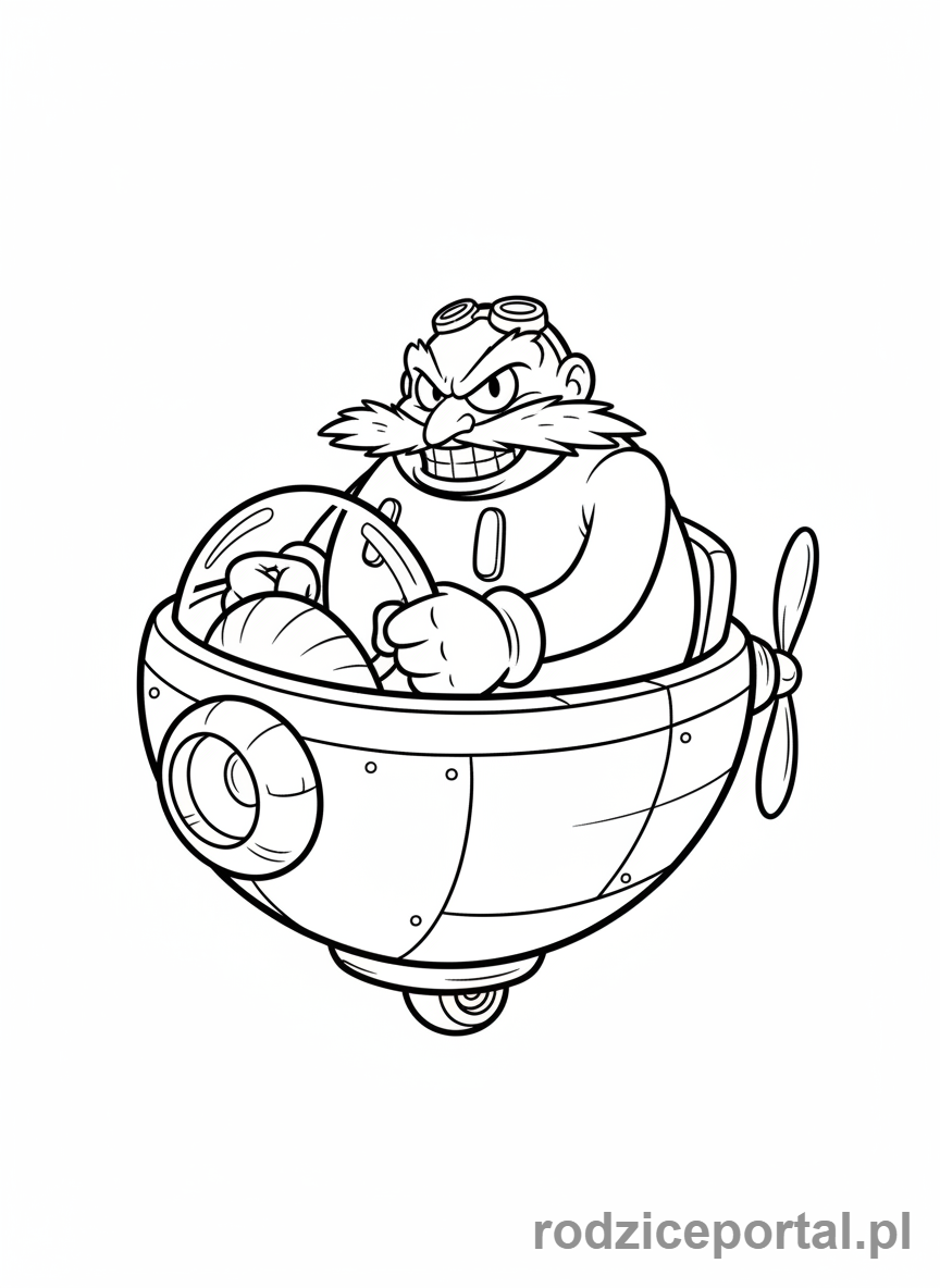Kolorowanka Sonic - Dr. Eggman w swoim Eggmobilu
