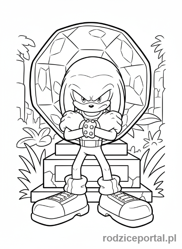 Kolorowanka Sonic - Knuckles strzegący Szmaragdu