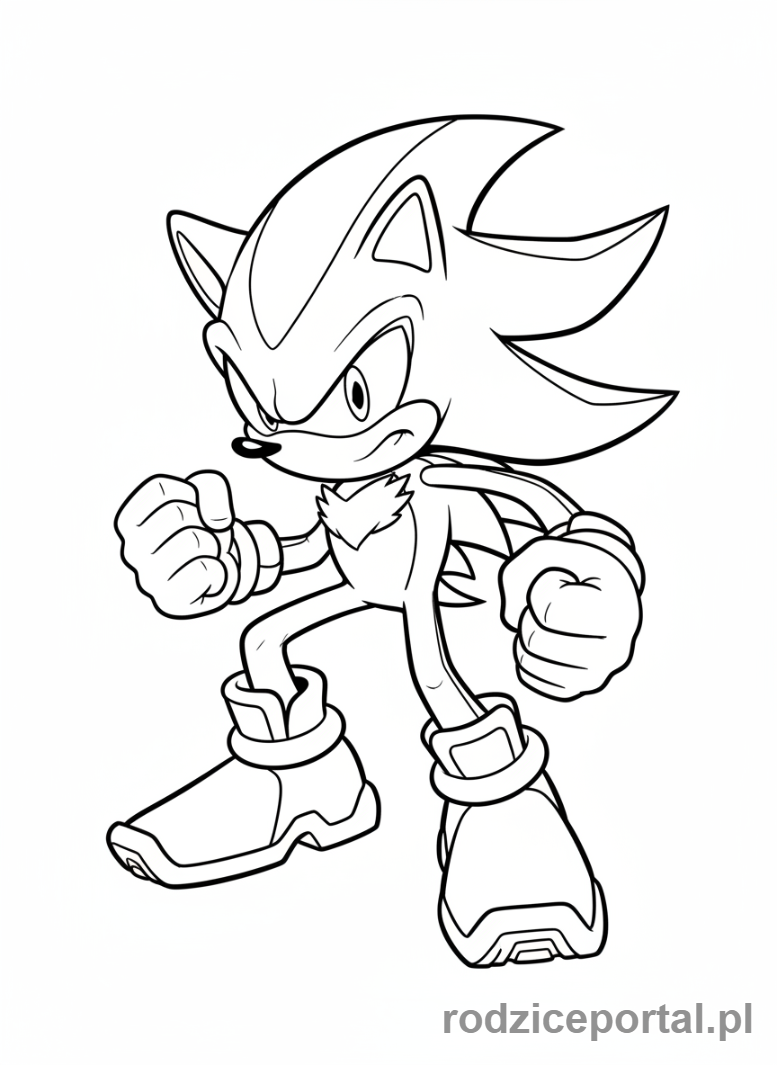 Kolorowanka Sonic - Shadow The Hedgehog w bojowej pozie