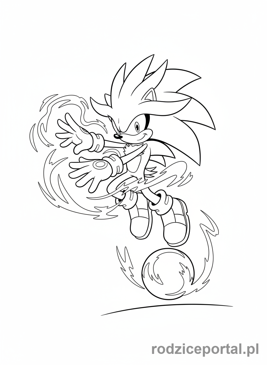 Kolorowanka Sonic - Silver the Hedgehog używający mocy