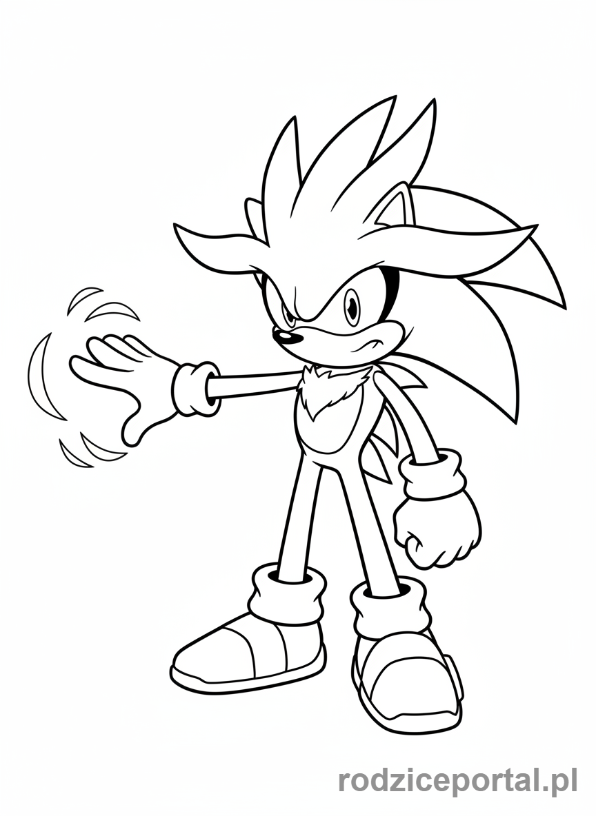 Kolorowanka Sonic - Silver the Hedgehog używający mocy psychicznych