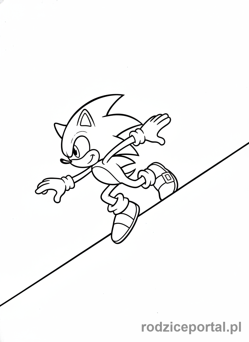 Kolorowanka Sonic - Sonic biegnący po ścianie