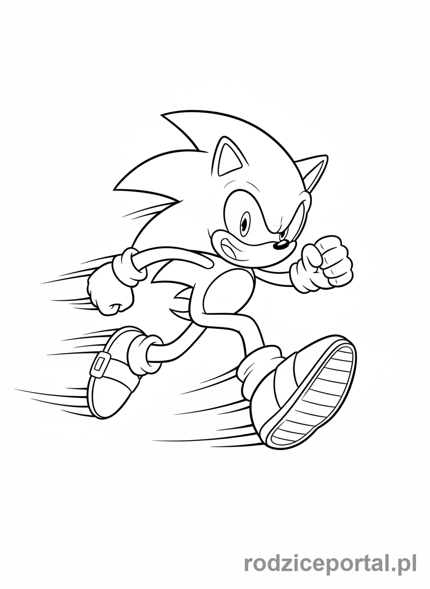 Kolorowanka Sonic - Sonic biegnący z uśmiechem