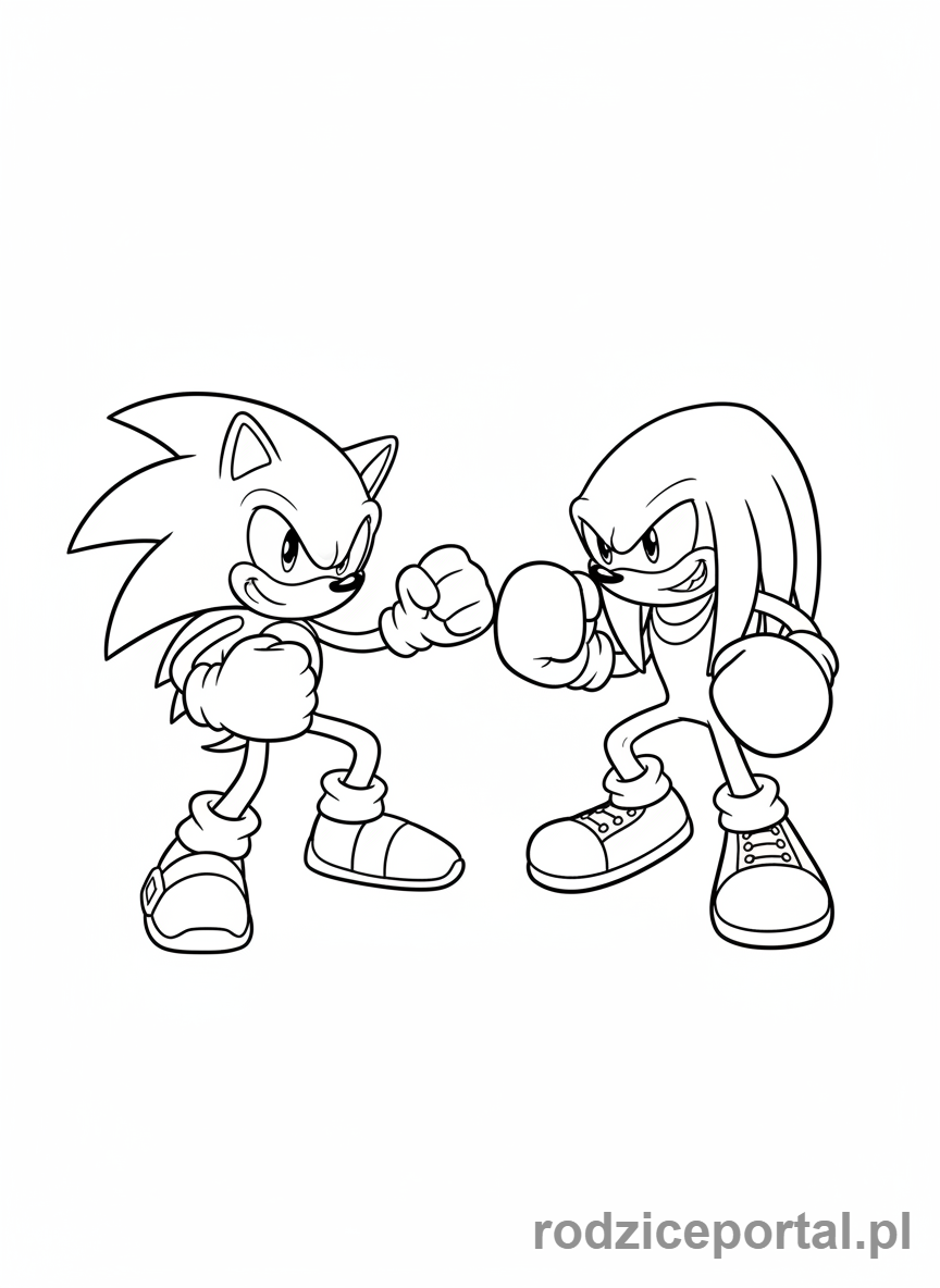 Kolorowanka Sonic - Sonic i Knuckles w walce