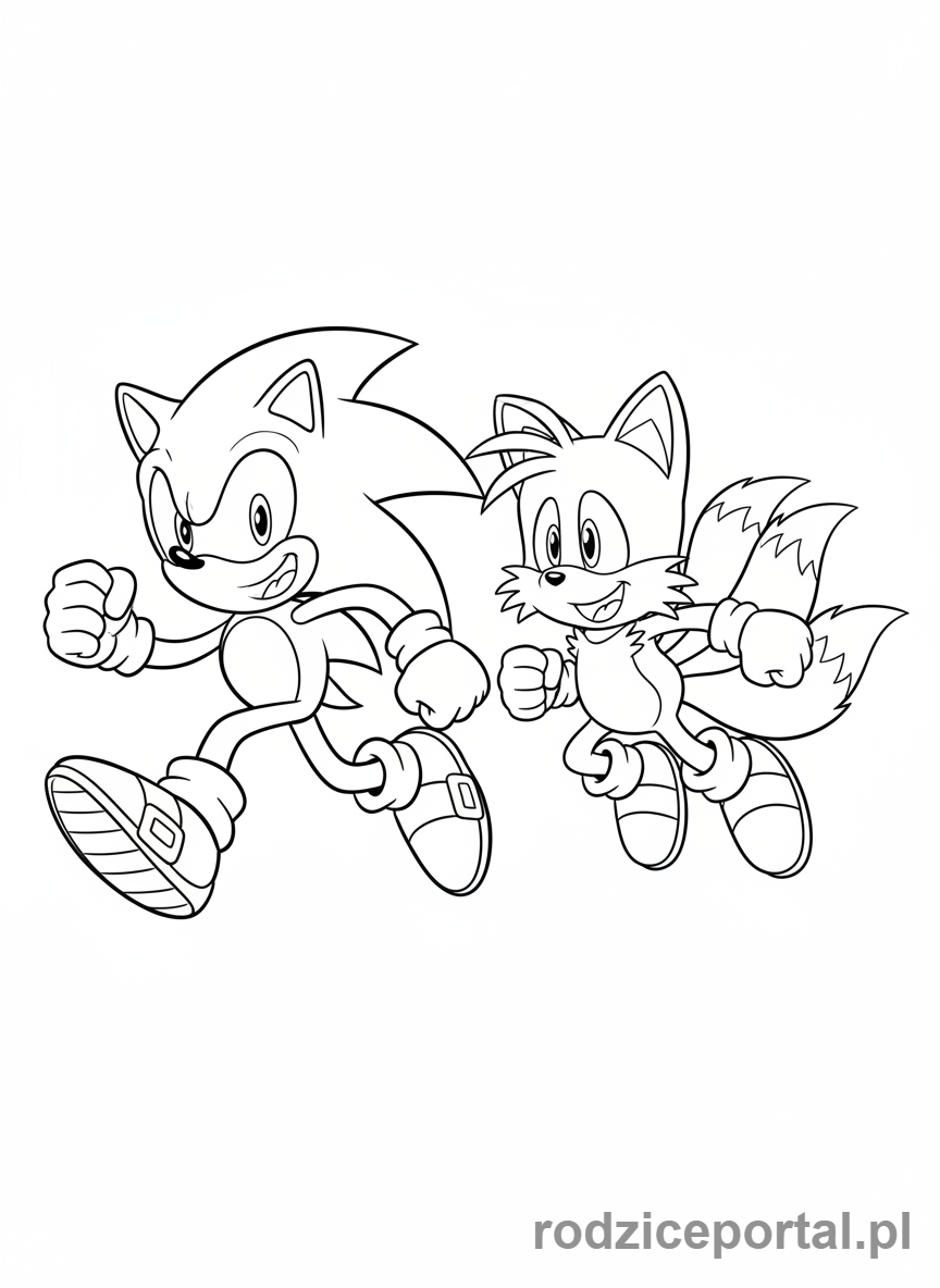 Kolorowanka Sonic - Sonic i Tails razem