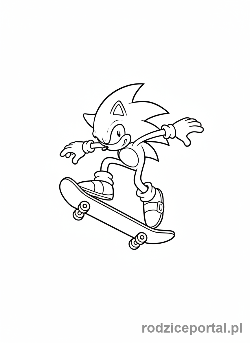 Kolorowanka Sonic - Sonic na deskorolce