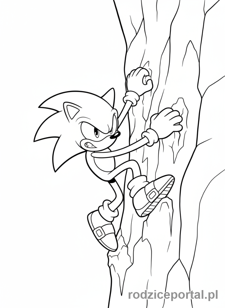 Kolorowanka Sonic - Sonic wspinający się na ścianę