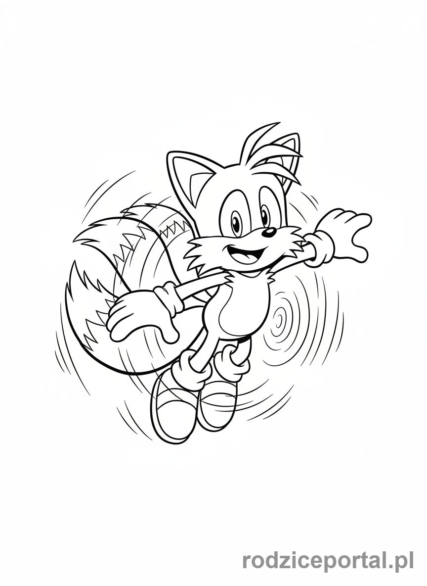 Kolorowanka Sonic - Tails latający w powietrzu