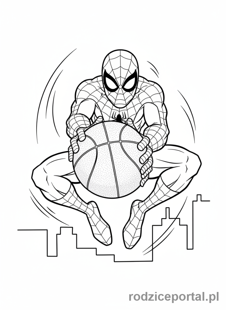 Kolorowanka Spider Man - Spider-Man łapiący piłkę