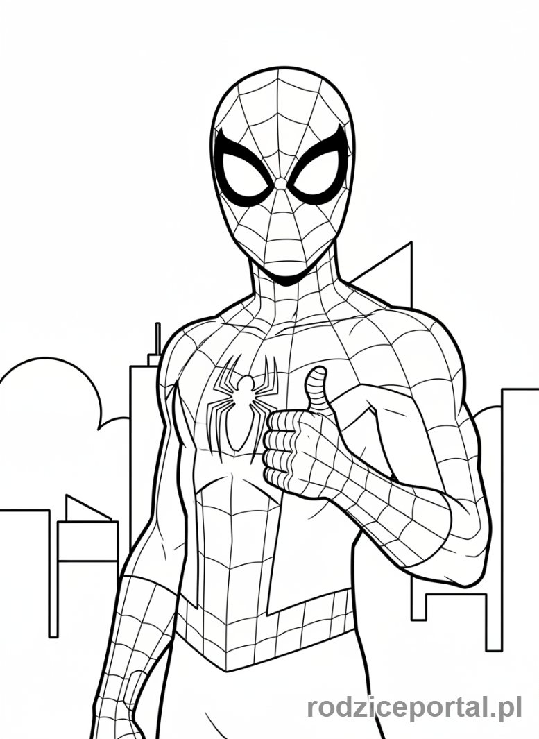 Kolorowanka Spider Man - Spider-Man dający kciuk w górę