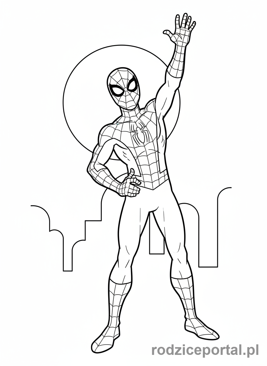 Kolorowanka Spider Man - Spider-Man machający do widza