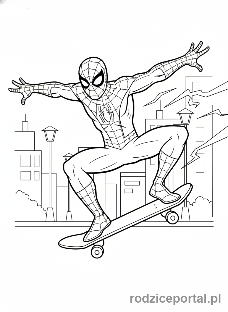 Kolorowanka Spider Man - Spider-Man na deskorolce