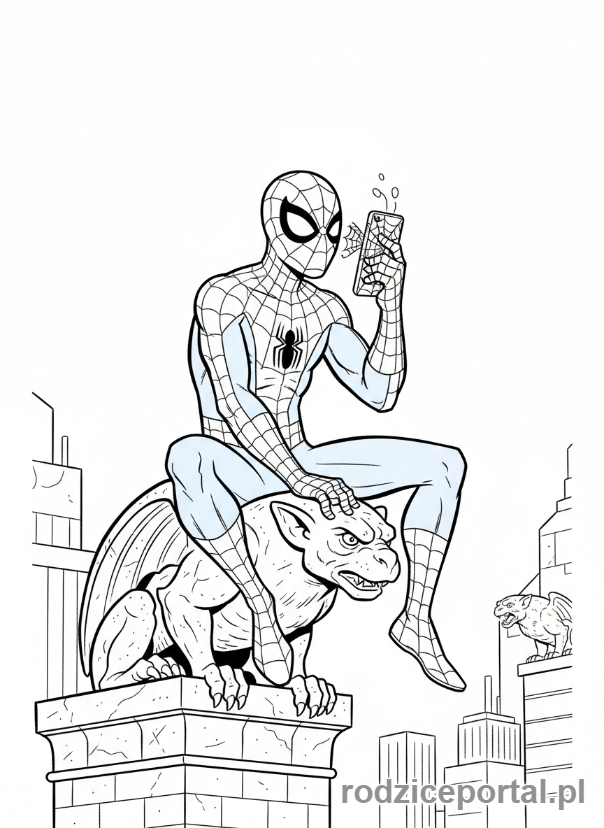 Kolorowanka Spider Man - Spider-Man odbierający telefon.