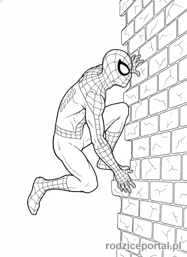 Kolorowanka Spider Man - Spider-Man pełzający po ścianie