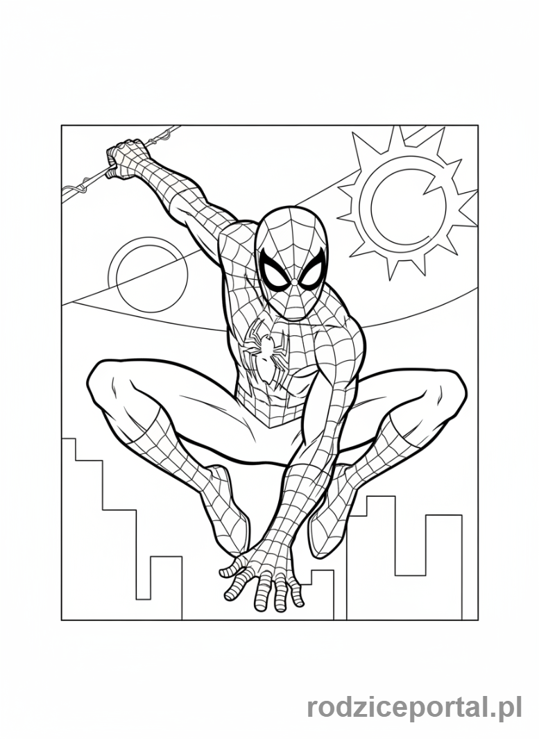Kolorowanka Spider Man - Spider-Man rozciągający się