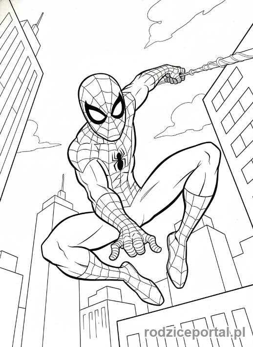 Kolorowanka Spider Man - Spider-Man strzelający siecią.