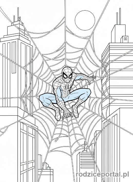 Kolorowanka Spider Man - Spider-Man tworzący dużą sieć